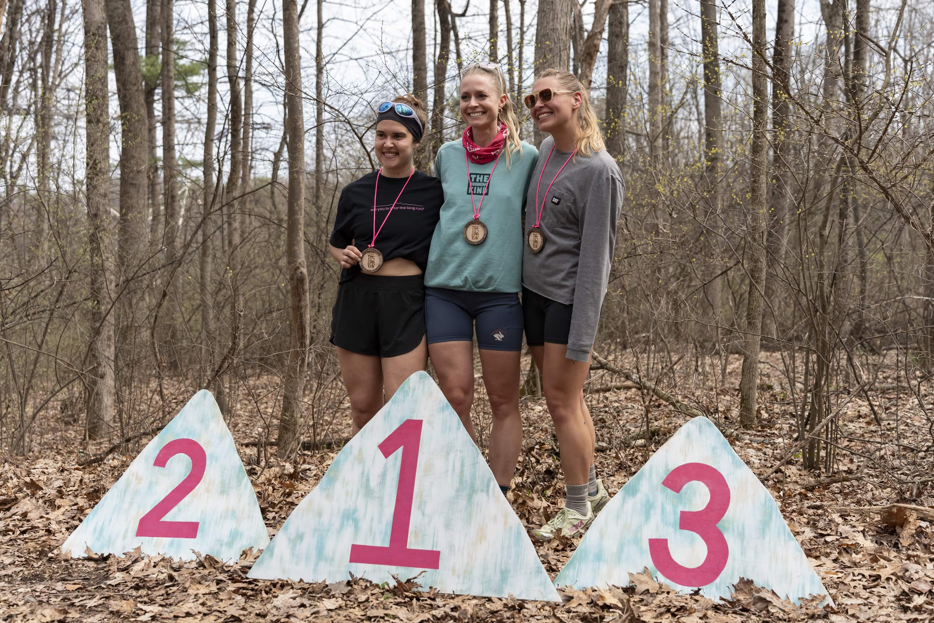 Victoria and her running buddies taking 1st, 2nd, and 3rd at a trail race